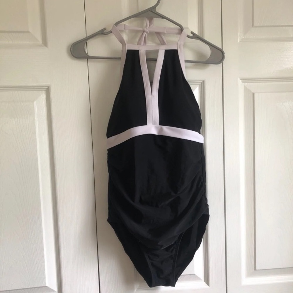 Black High Neck One Piece Swimsuit